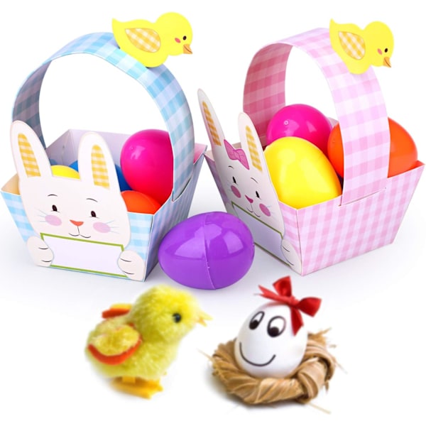 HOWAF 10 DIY Papir Påskekurver Påskegavekurver for Jenter Gutter Dekorere og Fylle med Mini Påskeegg, Godteri, Sjokolade eller Påskegaver