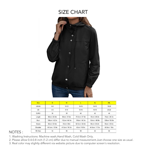 Dam Huva Full Zip Jacka Dragsko Långärmad Knäppning Casual Full Zip Ytterkläder Svart M