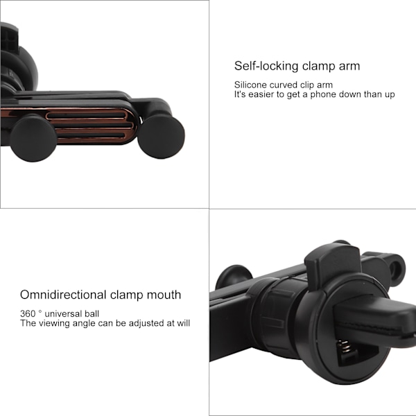 AutoClampande gravitationsmobiltelefonhållare för bilventilationsmobiltelefonfäste tillbehör