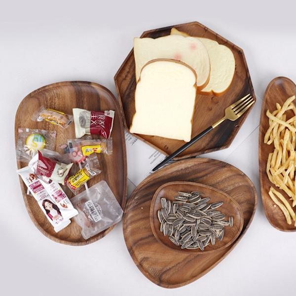 Tretjenerbrett i tre, rundt serveringsbrett i naturlig tre, serveringsfat i tre
