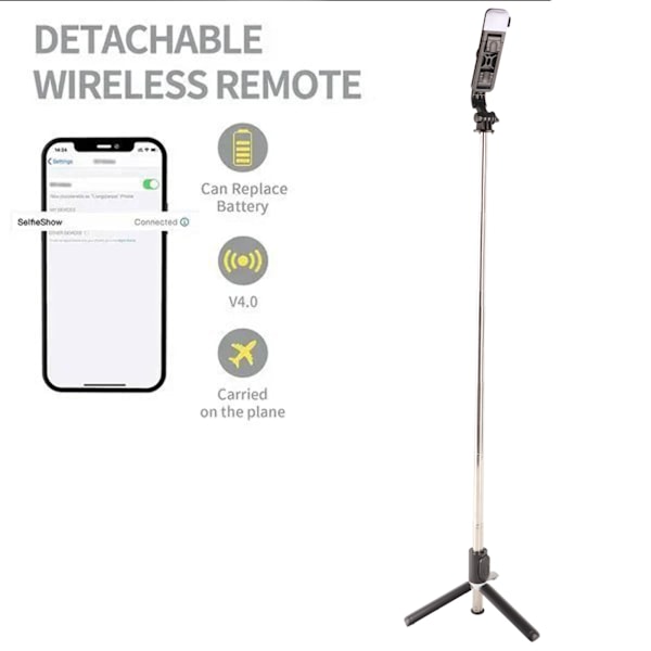 6 i 1 trådløs Bluetooth Selfie Stick Justerbar Roterbar Telefonholder Håndholdt Selfie Stick Stabilisator