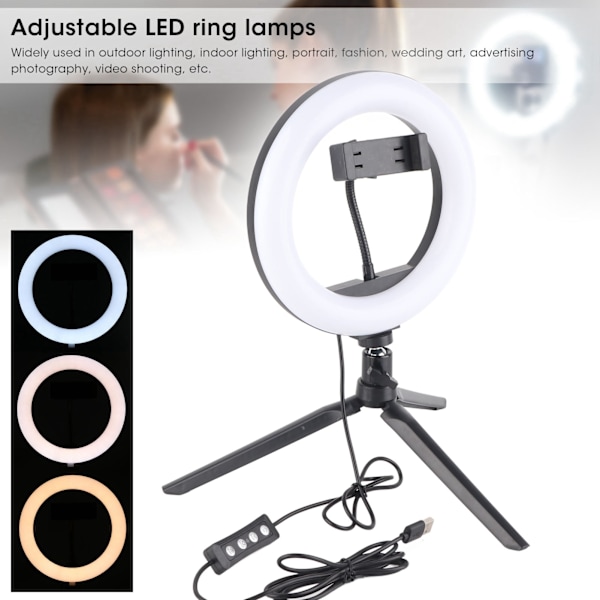 UN‑206 3‑väri 20cm rengasvalo LED-jalustan kaari täyttölamppu kauneusvalokuvaukseen Live