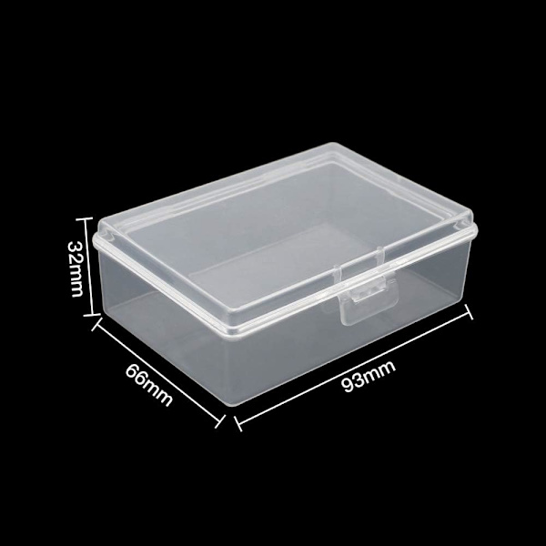 Små plastförvaringslådor med lock, 93 x 66 x 32 mm, minirektangulär transparent förvaringsbehållare för förvaring av småsaker som