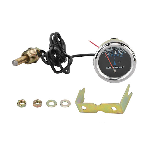 Metallbil 52mm mekanisk vattentemperaturmätare 38-104℃ 12V gult ljus