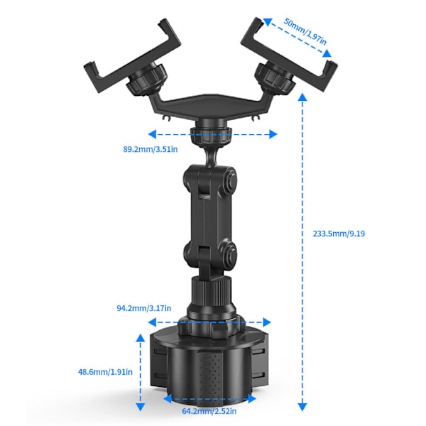 Bilkopptelefonholder 360 graders rotasjon universell justerbar koppholder telefonfeste for iPhone for Galaxy