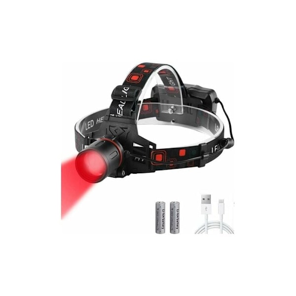 Night Vision Pioneer, Zoombar Jaktpannlampa Med Rött Ljus-teknik, 3 Ljuslägen För Anpassningsbar Ljusstyrka, USB Uppladdningsbar Pannlampa