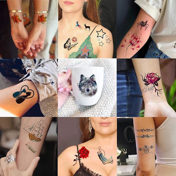 Lättapplicerade Tatueringar för Kvinnor, Passande Tillfällen Livfulla Verklighetstrogna Mönster Blomkollektion Tatueringar