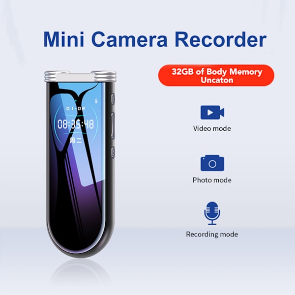 1,33 tommers 1080p minikameraopptaker IPS-skjerm HD One Key Operation Recorder for Meeting Content Outdoor V20 32G