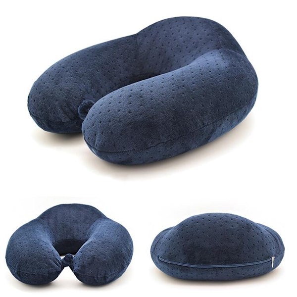 Lyxig Resekudde i Memory Foam, Tempur-Pedic-inspirerad Design för Personlig Komfort, Sammet Örngott i Memory Foam Säkerställer Skonsam Hudvård