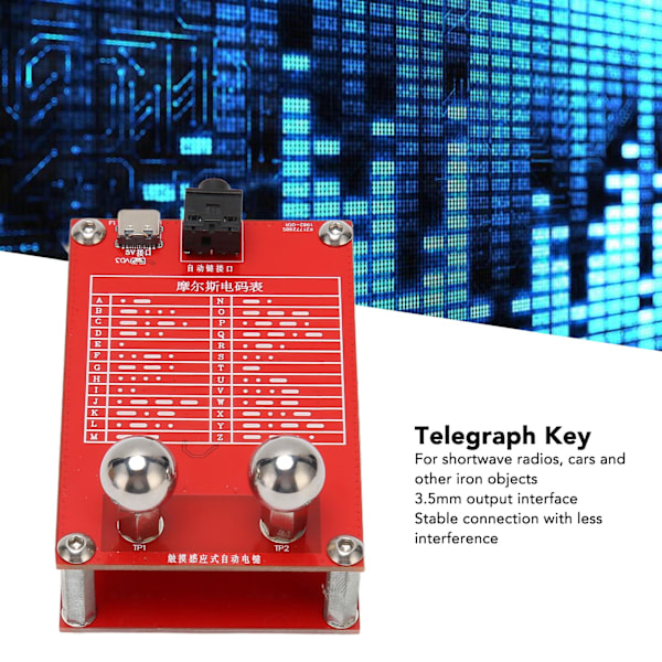 Automatisk telegrafnøkkel 5V CW Morse-koder Nøkkel med magnet fast base for kortbølgeradio 3,5 mm utgangsgrenseflate