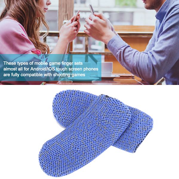 20 stk. Åndbar Mobilspil Fingersleeve Touch Screen Anti-sved Nylon Ledende FiberBlå