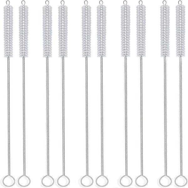 Nylonrörborste, Flexibel Rengöringsborste för Rostfritt Stål, Silikon, Glas, Flasksugrör, Nappflaskor, Vattenkokare, Tangentbord, Moderkort, Set med 10
