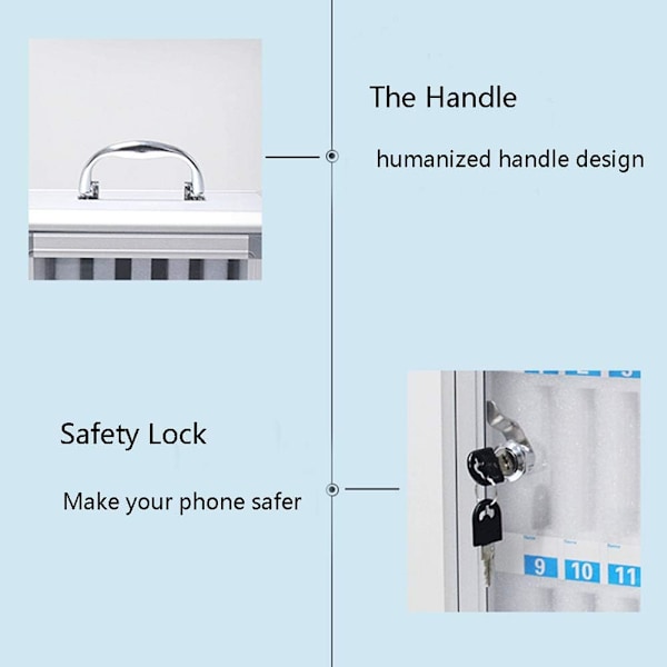 Effektiv Mobiltelefonhållare, Väggmonterat Skåp i Aluminiumlegering för Klassrum & Konferensrum, Förvaringsskåp Stödjer Organisation