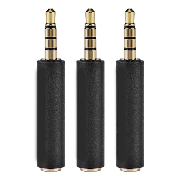 3,5 mm OMTP til CTIA konverteringsadapter for øretelefoner, svart (3 stk.)
