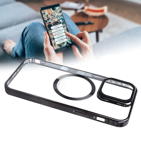 Mobiltelefon Hard Shell Magnetisk Elektroplettet Sort Transparent Beskyttende Mobiltelefon Hard Cover til IPhone 14 PRO MAX