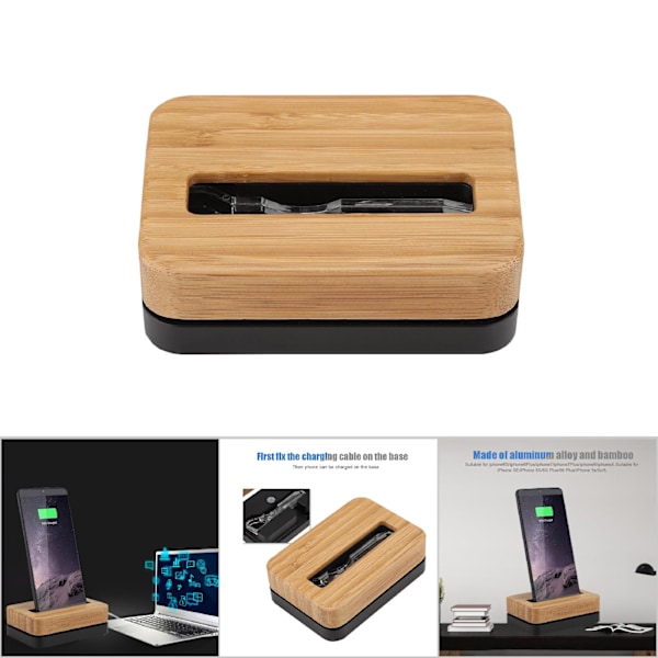 for Samdi Desktop Mobiltelefon Opladningsbase til iphone6S/6Plus/iphone7/7Plus/iphone8/X Sort