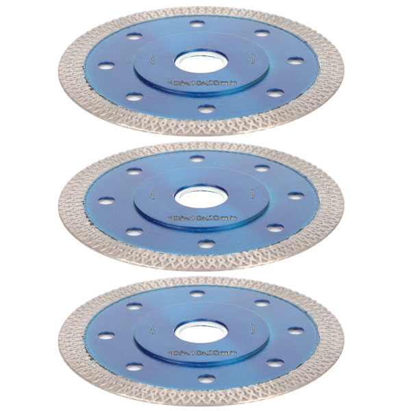 3 stk. diamantskæreskiver til fliser, keramik, porcelæn og marmor, skæreskiveværktøj 105x10x20mm