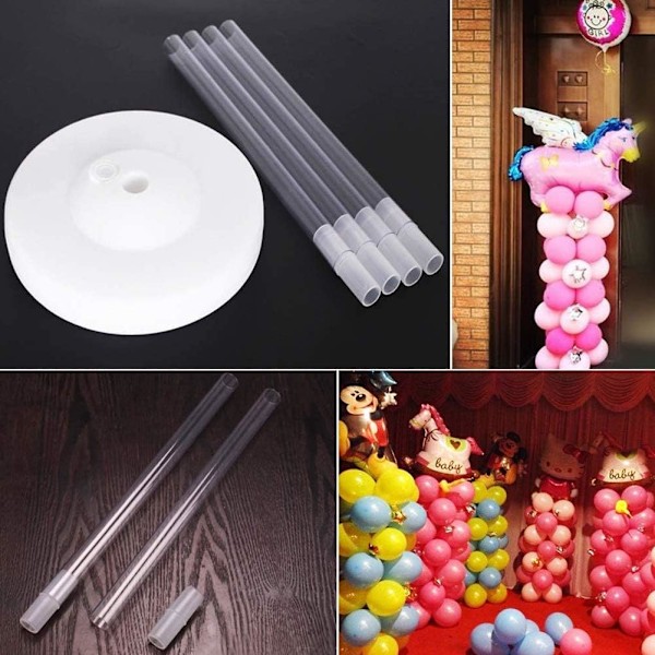 Ballongpelare Kit, Bröllopsfest Dekoration Med Återanvändbar Ballongbåge, Transparent Ballongställ i Plast Med Kopp För Mångsidiga Tillfällen