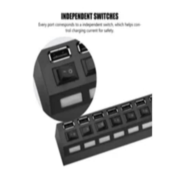 Effektiv 7-Portars USB 2.0 Hub, Flera USB-portar för PC Laptop Mac, Hög Hastighet