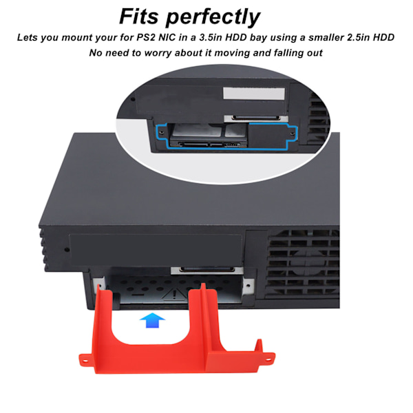 2,5 tommers harddiskbrakett HDD SSD 3D-printet brakett for PS2 SCPH 30000 SCPH 50000 konsoll Rød