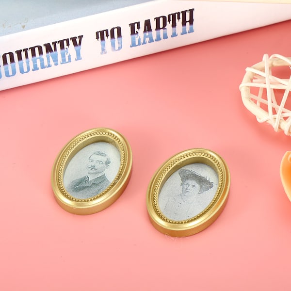 2 kpl/setti nukkekoti Miniatyyri Soikea Kehys Kuva Nukkekoti DIY Tarvikkeet