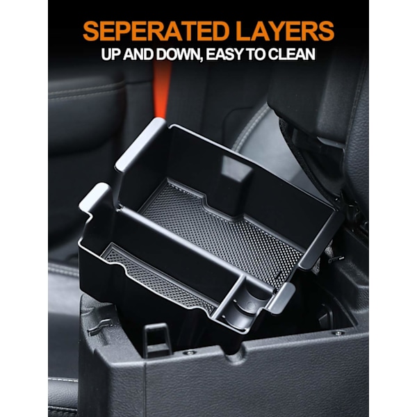 Center Console Tray Organizer Kompatibel med Jeep Wrangler JL/JLU (2018 2019 2020) och Jeep Gladiator JT Truck (2020), Armrest Box Storage Inserts