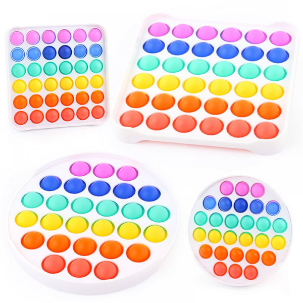 Fidget S Pack Anti-Stress Ångestlindring Tie Dye Push Bubble Fidgets S Regnbåge Enkla S För Barn Vuxna 2-pack (Cirkulär + Fyrkantig)
