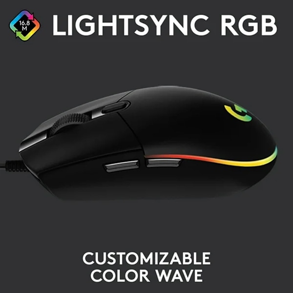 Precision Gamingmus med 6000 DPI-sensor, anpassningsbar Light Sync RGB för förbättrad visuell upplevelse, programmerbara knappar för anpassade kommandon, knapp