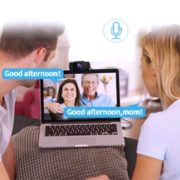 Webbkamera 1080P Full HD, Avancerad videokomprimering, Plug and Play, Inbyggd mikrofon, Lämplig för Windows OS, Videosamtal, Gaming