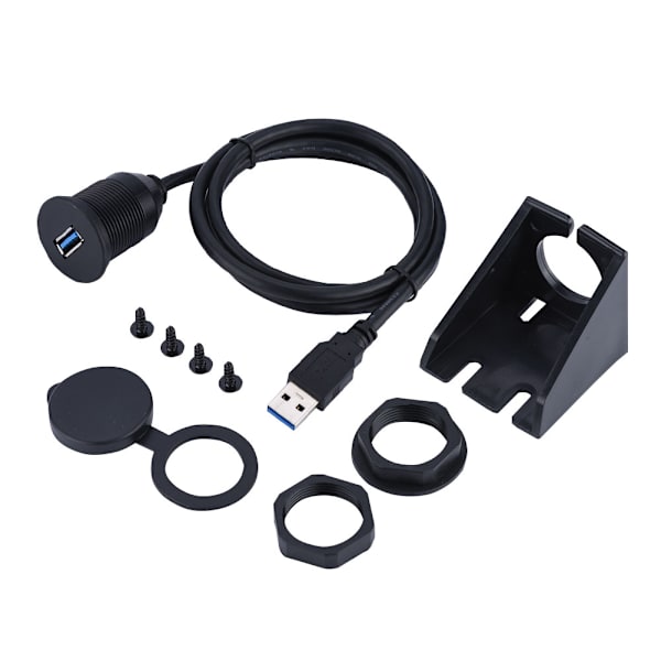 USB 3.0 monteringskabelUSB-forlængelse planforsænket, instrumentbræt, panelmonteringskabel, til bil, båd, motorcykel (1M)