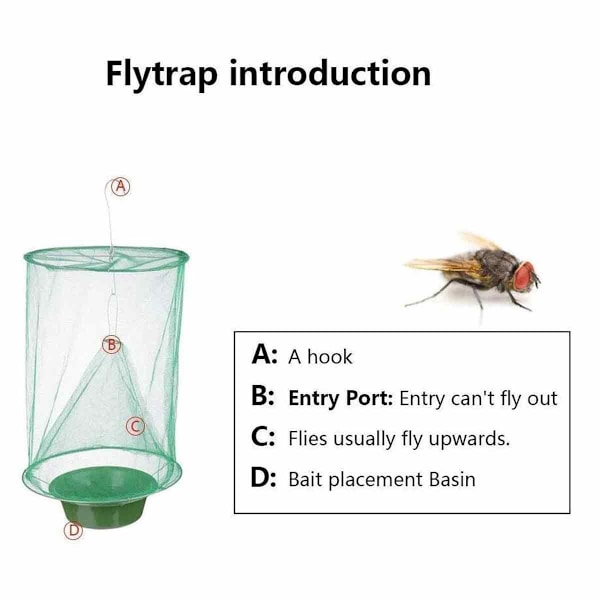Giftfria flugfångare för inomhus- och utomhusbruk, återanvändbara flugfällor med hög effektivitet, flugmedel för familjejordbruk (2-pack)
