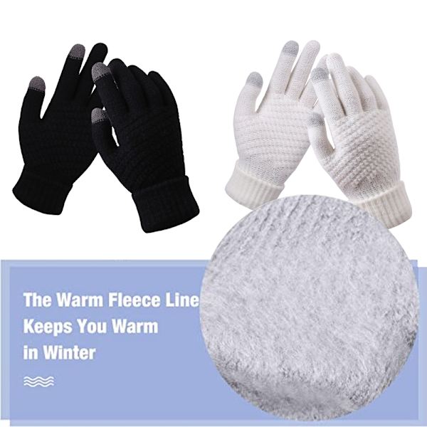 Vinter Touchscreen Handsker Varme Fleece Foret Strikkede Handsker Elasti