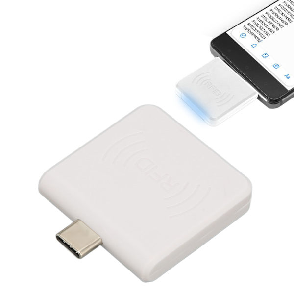 RFID ID Mobiltelefon Kortlæser Type C Interface 125Khz Bærbar Smartkortlæser Hvid