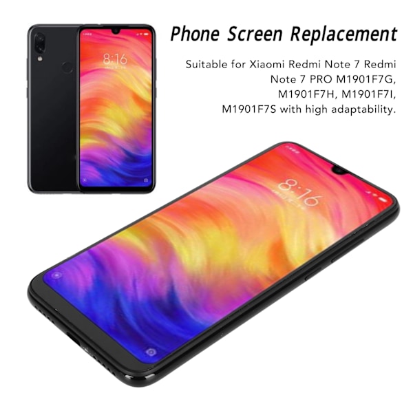Telefon Skjerm Reparasjon 6.3inch Digitizer Touch Screen Montering for Xiaomi Redmi Note 7 Note 7 PRO M1901F7G M1901F7H
