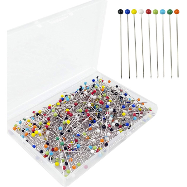 500 st sytrådar, glaskulshuvudnålar, flerfärgade raka quiltnålar, ritnål med genomskinlig plastbox, för sömnad DIY, sömmerska &