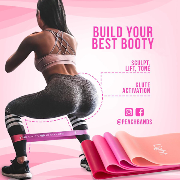 Latextillverkade stretchband för justerbart motstånd, portabel fitnessguide för rumpa och ben, fysioterapiband för träning hemma och utomhus (4-pack)