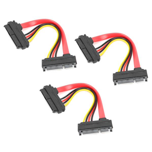 3PCS SATA 29P hunn til SATA 22P hann plast harddisk datakabel for hjem og mobil bruk