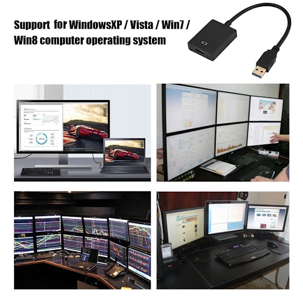 USB 3.0 til Vedio Ekstern Adapter Konverter Overførselskabel til PC / Bærbar / HDTV