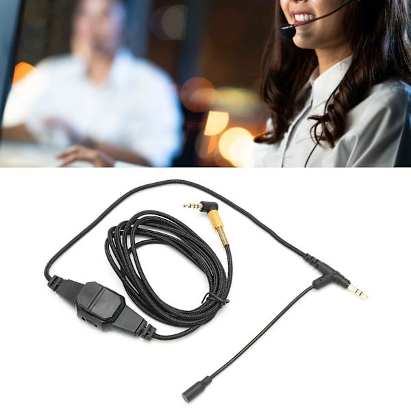 Boom Mic-kabel 3,5 mm hodetelefon lydkabel med mikrofon og volumkontroll for VMODA MSR7 H6