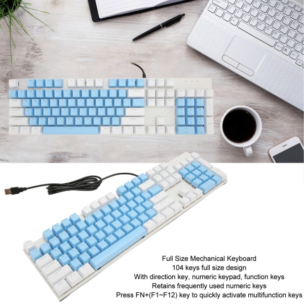 Full Size Mekanisk Tangentbord 104 Tangenter USB Trådbundet SpelTangentbord med Numeriskt Tangentbord Röd Switch för Windows