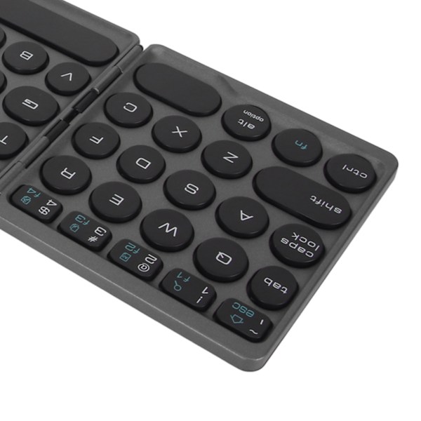 Rund Bluetooth Vikbart Tangentbord med Pekplatta Universell 140mAh Trådlös 64-Tangenters Vikbart Tangentbord Svart