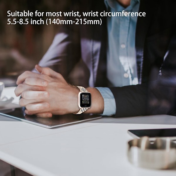Kompatibel med Fitbit Versa/Versa Lite-band, mjukt läderarmband