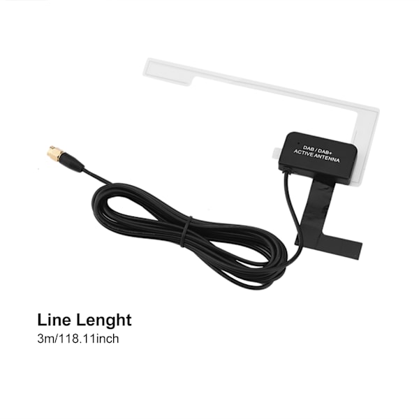 DAB Digital Bilradio Antenne Glasmontering SMA Han-stik