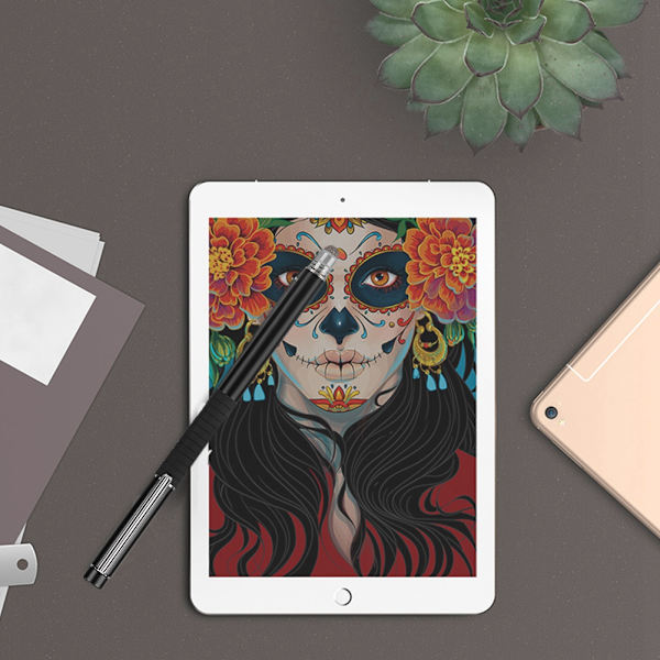 Dubbel touch tyg huvud touch screen skala stylus kondensator penna svart