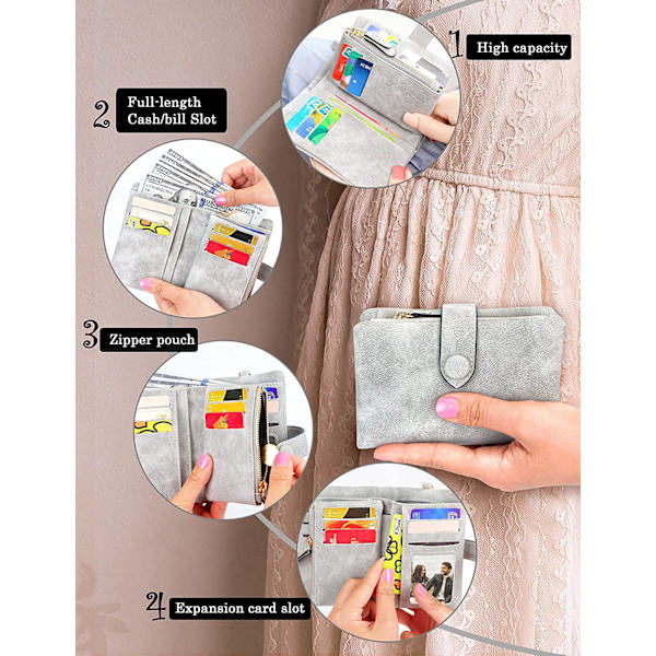 Kvinnors korta RFID-skydd plånbok läder för kvinnor - Mjuk bekväm söt plånbok med massor av kortplatser (rosa)