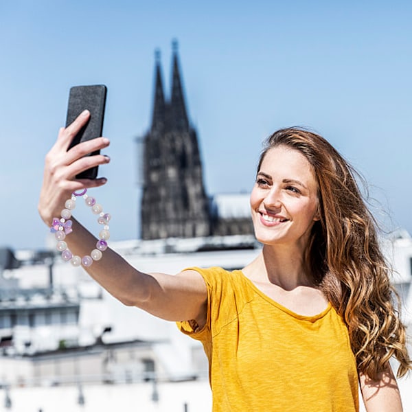 2 stk. Perlebesatt y2k telefondeksel hengende pynt Kort stil telefon