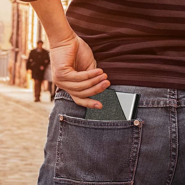 PU læder og rustfrit stål multi-kort etui, visitkort holder pung, kreditkort ID etui