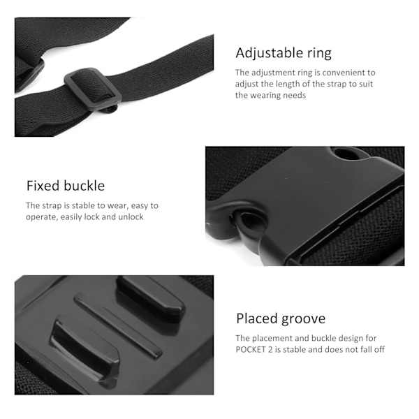 Nylon bröstrem bälte justerbar utomhus elastisk passform för Osmo Pocket 1/2 kamera