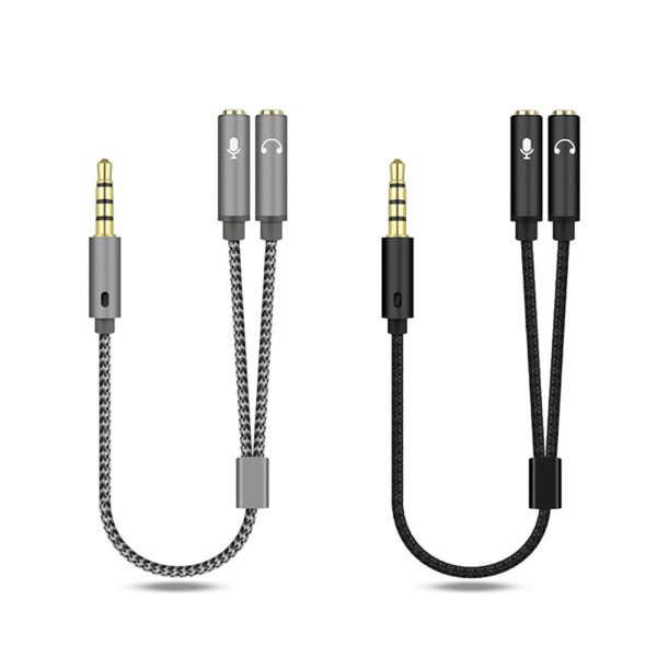 3,5 mm lydsplitterkabel for datamaskinuttak 3,5 mm 1 hann til 2 hunn mikrofon Y-splitter AUX-kabel headsetsplitteradapter