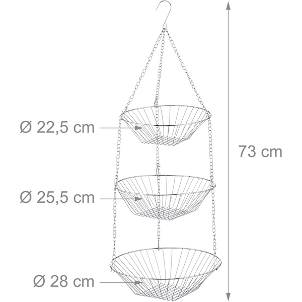 Hängande fruktkorg/grönsakskorg i metall | Kökslampa för mer
